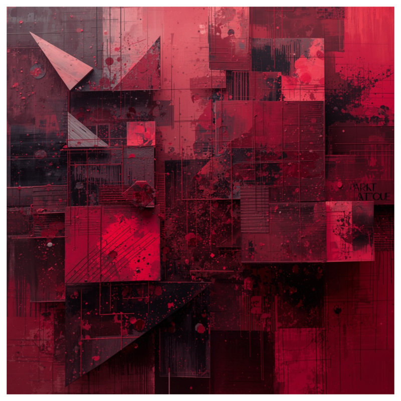 Tapis de bain rouge à motif géométrique abstrait, L 24 po x L 17 po