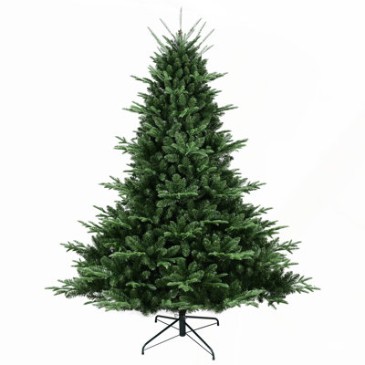 Full-Shaped 6FT Christmas Tree with 1673 Tips – PE/PVC Mixed Needles, Wide Base for Large Spaces, Hinged Structure for Easy Setup, Metal Stand for Strong Support