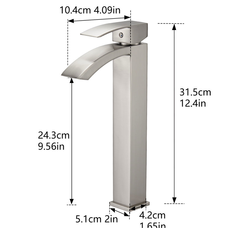 Robinet de salle de bain moderne en nickel brossé - Monotrou pour utilisation commerciale avec lavabo latéral et en céramique