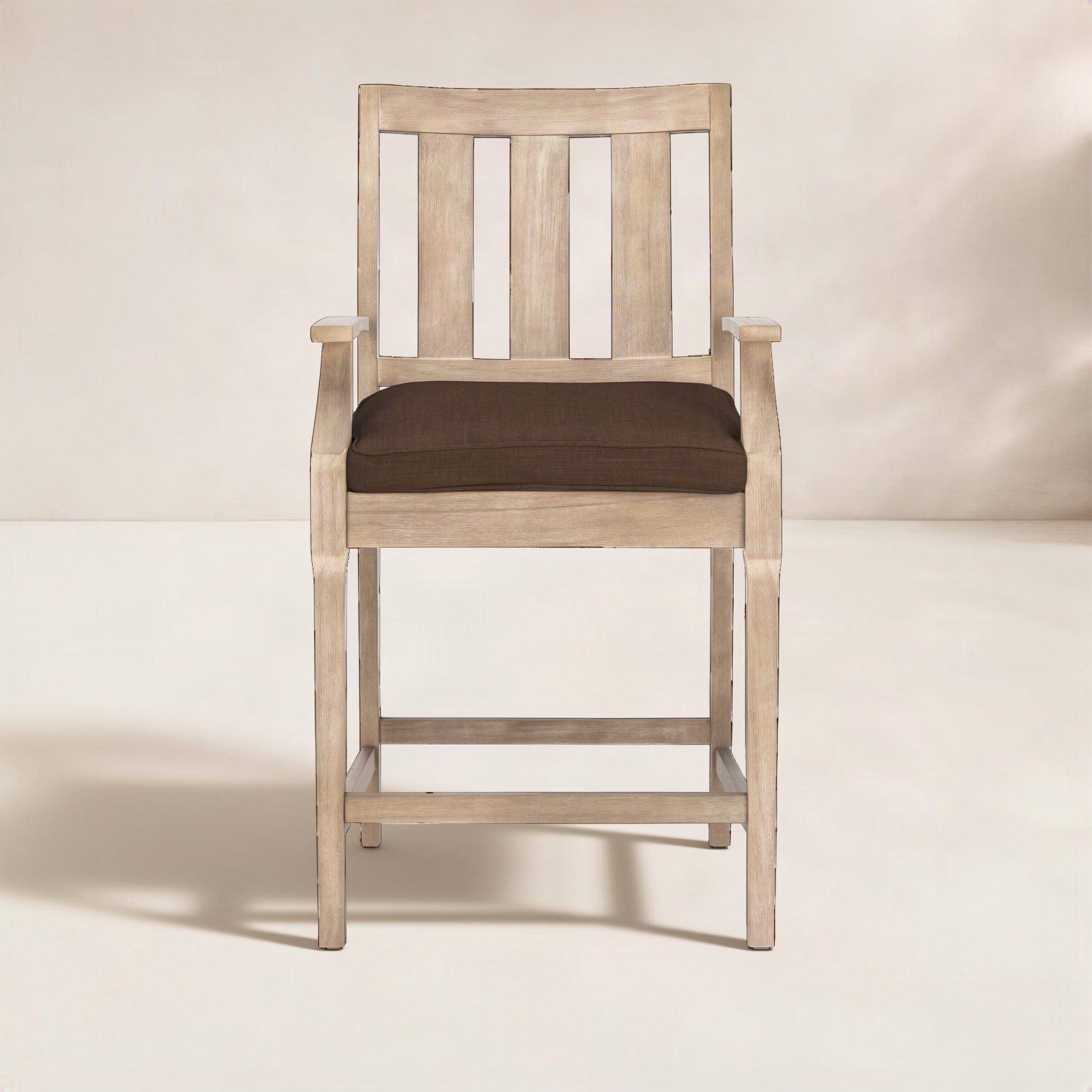 Samya Eucalyptus Patio Bar Stool, Dark Brown