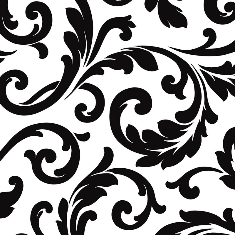 Rouleau de papier peint à volutes 32,7 pi x 20,5 po Belfast, Noir / blanc