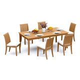 8 Seats 9 Pcs Grade-A Teak Wood Dining Set: 83" Rectangle Table And 8 Lagos Armless Chairs #11LG1800