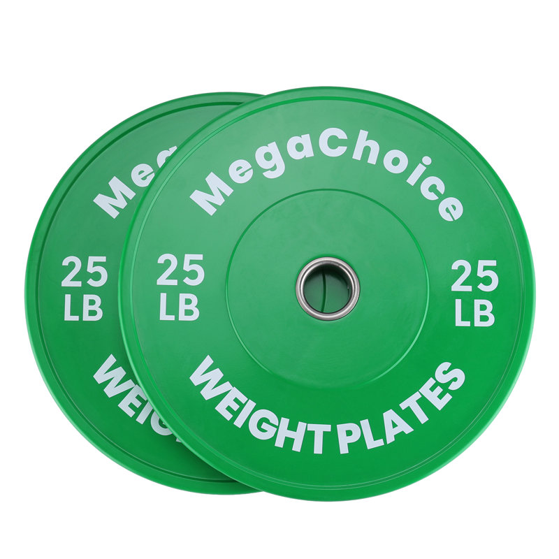 Plaques de poids de pare-chocs en caoutchouc de 2 pouces avec code de couleur, 10 à 55 lb simple / paire / ensemble d'options, plaques à haltères silencieuses absorbant les chocs pour la musculation à domicile et l'entraînement en force