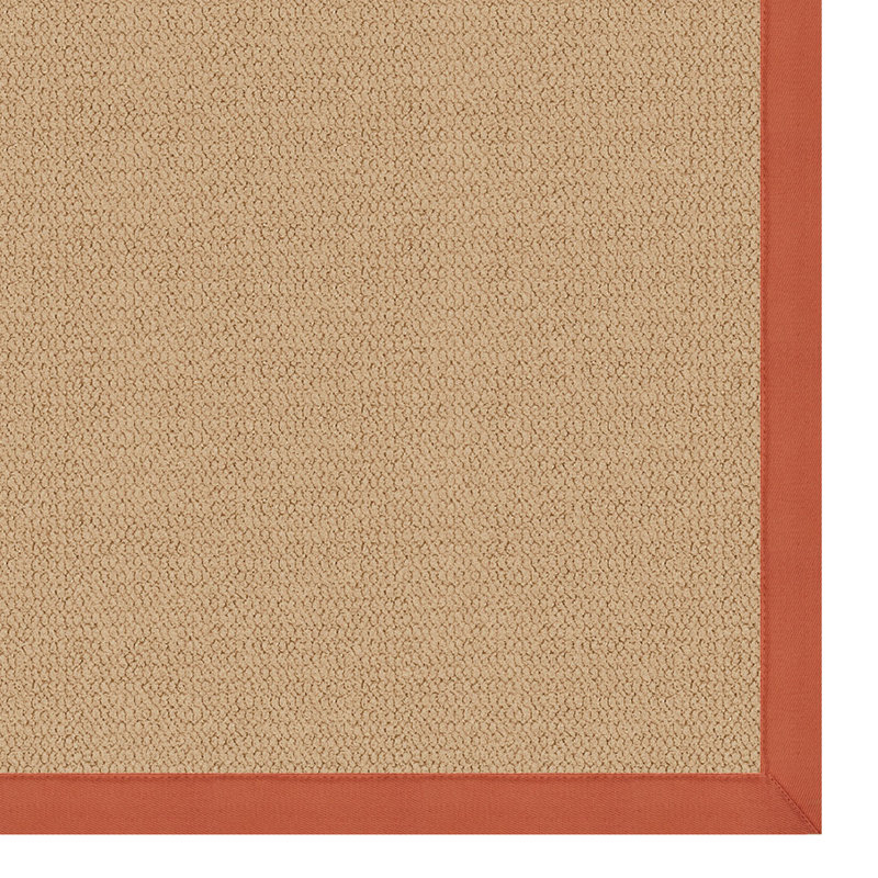 Tapis fabriqué à la main aux États-Unis avec bordure en coton orange brûlé Nannette, Tapis de couloir 2 pi 6 po x 8 pi