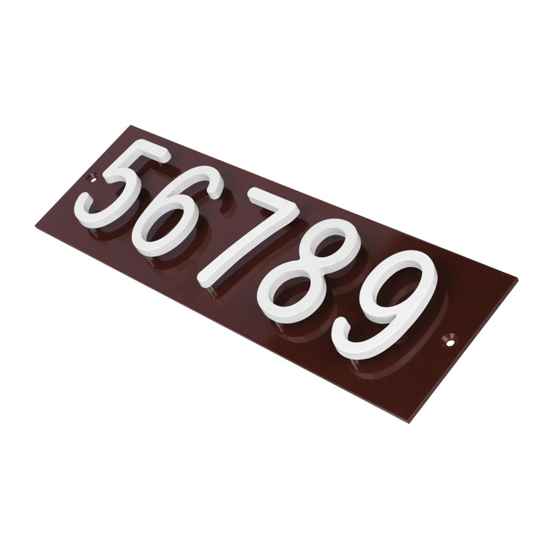 Plaque d'adresse horizontale Amgo Floating Modern, Brun, Blanc, Oui