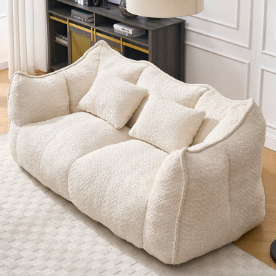 Fauteuil à billes luxueux en chenille avec poignée et accoudoirs, parfait pour la détente et l'utilisation dans plusieurs pièces