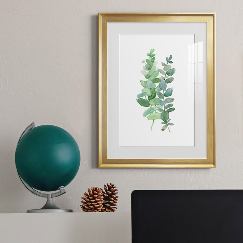 Eucalyptus II - Peinture sur toile encadrée, Or, H 18,5 po x l 24,5 po x P 1,5 po