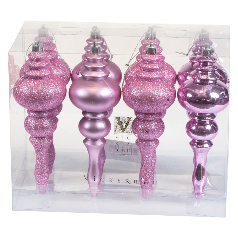 7" 4-Finish Finial Ornament, Pink
