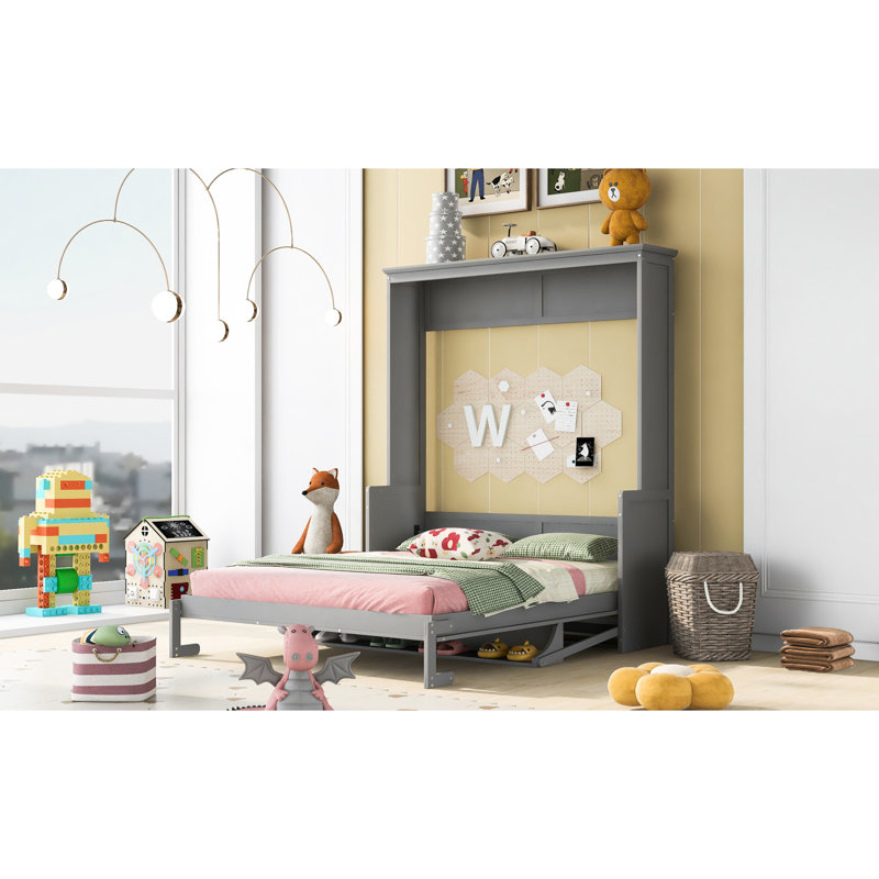Grand lit avec tablette de bureau gris - qualité bureau