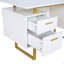 Bureau blanc et doré pour bureau avec tiroirs et rangement, l 51,25 po