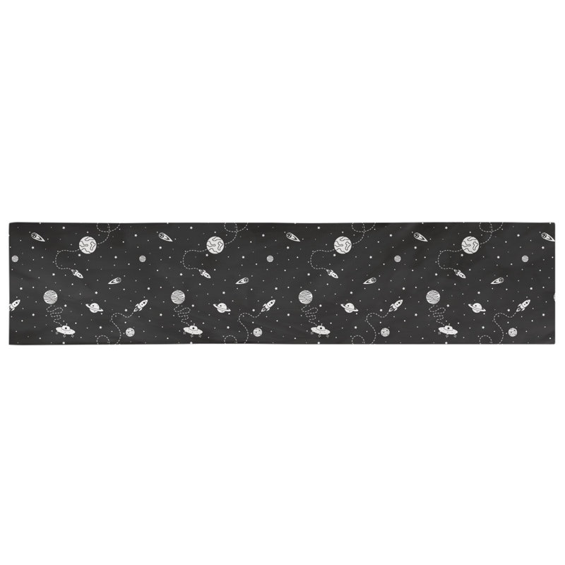 Chemin de table géométrique avicia, 72 po x 16 po, Noir / Blanc, Coton