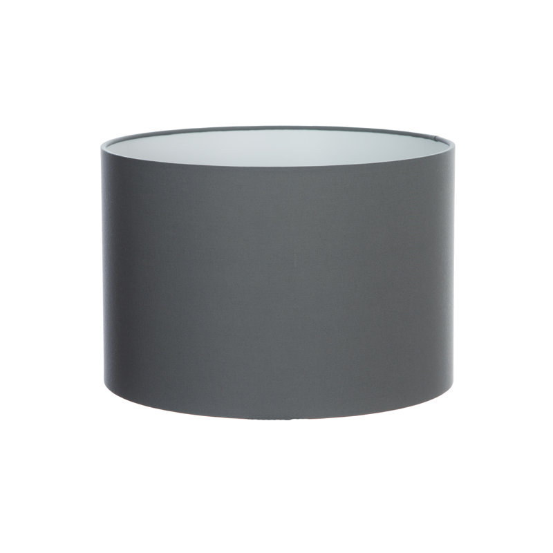 Cotton Drum Lamp Shade ( Screw On ), Dark Grey, 35cm H x 35cm W x 35cm D