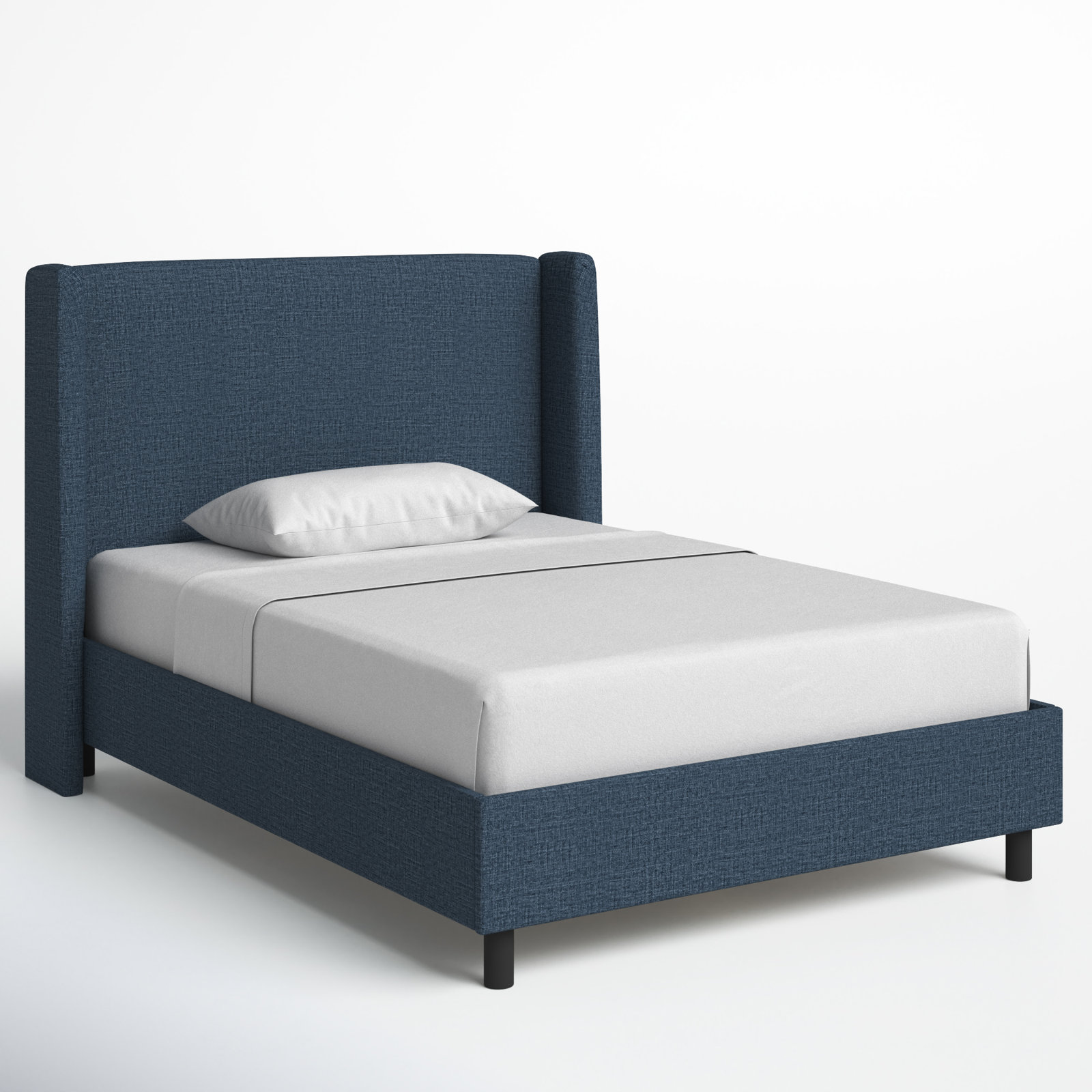 Tilly Linen Upholstered Wingback Bed, Full, Zuma Navy Textured Linen