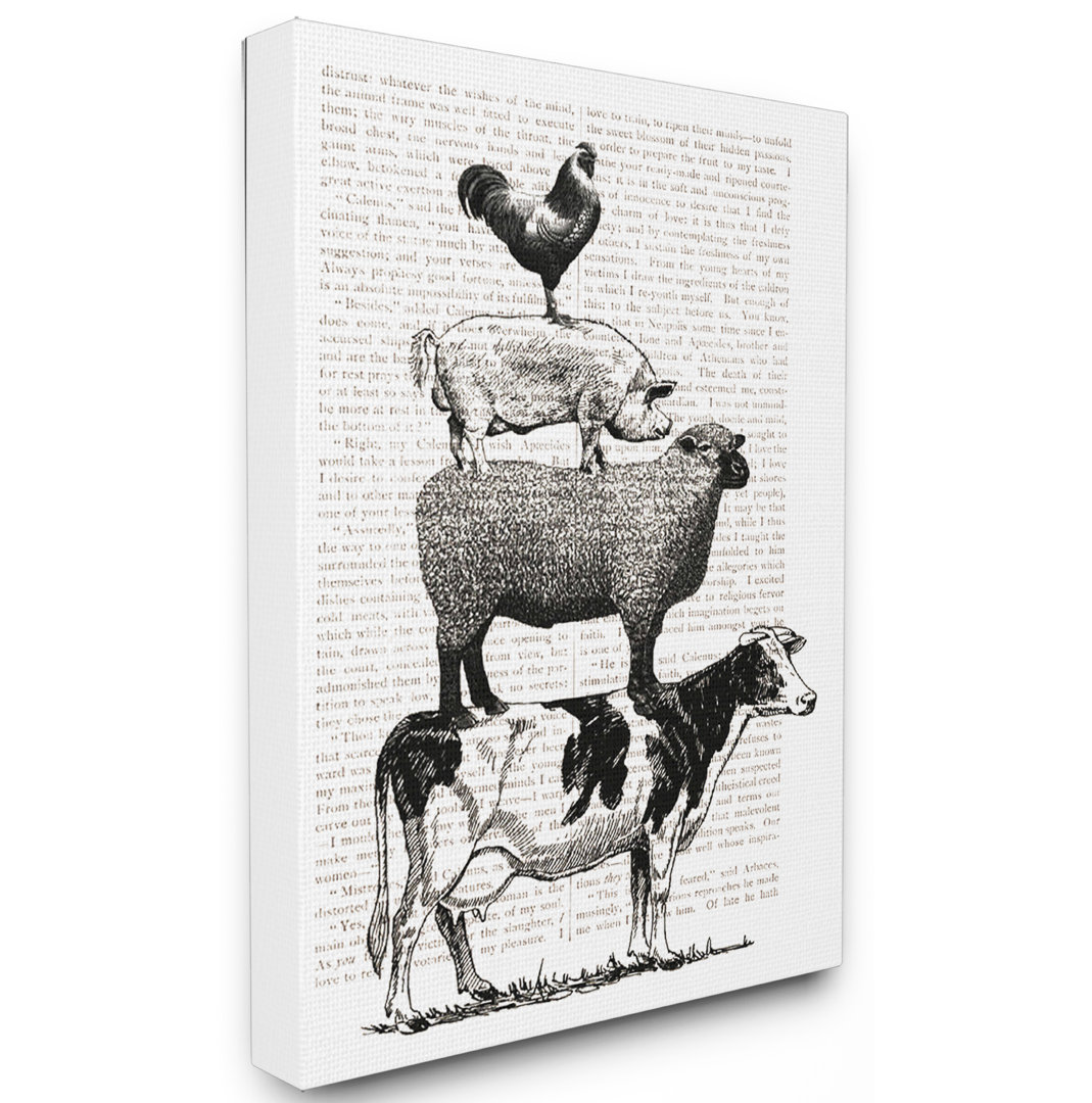 " Black And White Animal Stack " by Daphne Polselli Stupell Industries 
