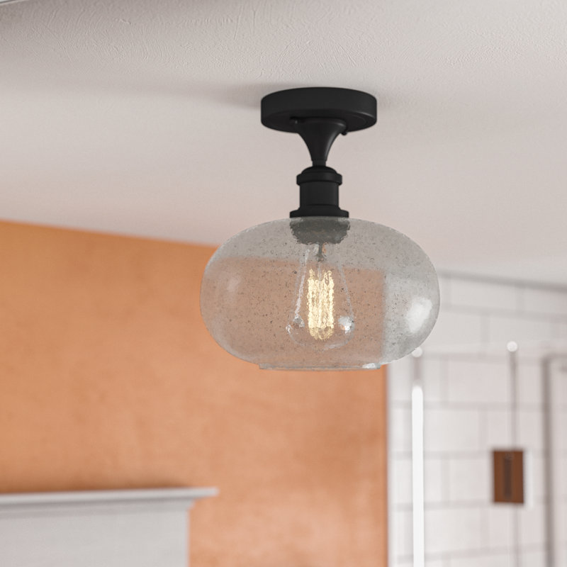 Bethlehem Semi Flush Mount, No Bulb Included, Charcoal, Polished Nickel