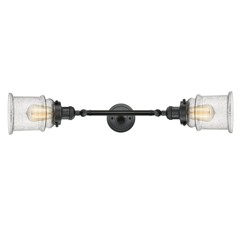 Éclairage de salle de bain à intensité variable 2 lumières Galaviz, Grainé, Noir mat, Ampoule non incluse