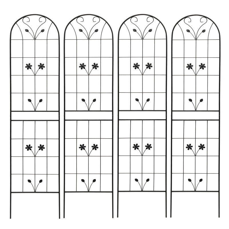 Paquet de 4, plaque de base pour plante d'extérieur en métal antirouille 86,7 po x 19,7 po, noir, procédure d'assemblage simple et construction solide 19,7 po 4, méthode, méthode de fixation