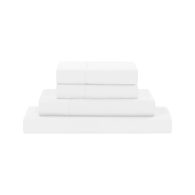Ensemble de draps en microfibre 4 pièces Modern, California King Sheet Set with 2 Pillowcases, White