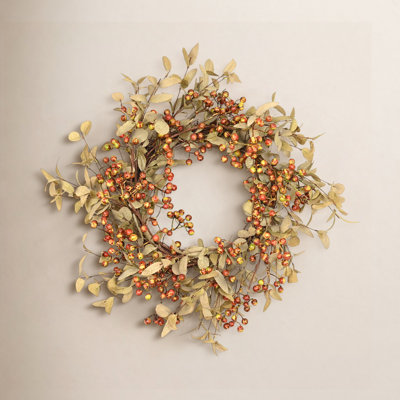 22" Handcrafted Foliage, Berry Thanksgiving Wreath