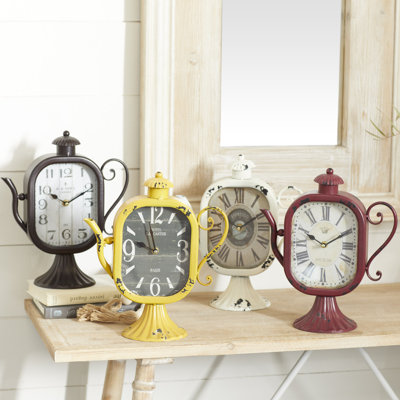 Roman Numeral Metal Mechanical Tabletop Clock with Alarm in Multicolor
