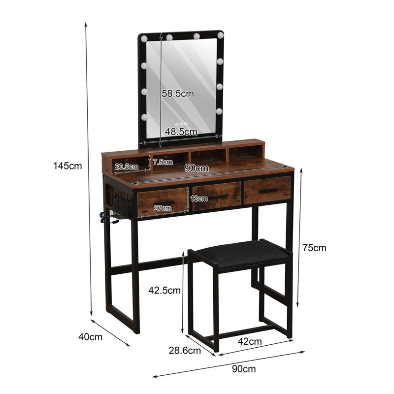 Bedriye Dressing Table with Mirror