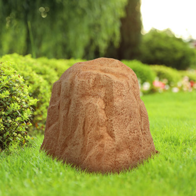 Jara Polyresin Faux Landscape Rock Cover with Metal Stakes - Sand