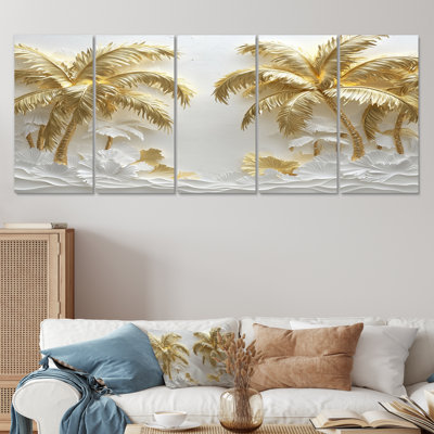 Golden Cream Palms On The each II - Cream Trees Wall Decor - Traditional Wall Art
