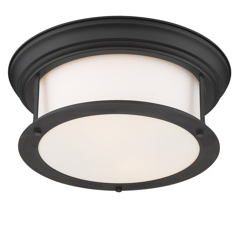 Canale Glass Flush Mount, Matte Black, 5.5"H x 13.5"W x 13.5"D