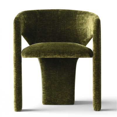 Chaise rembourrée moderne en chenille avec accoudoirs