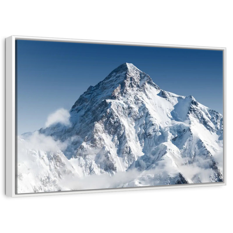 La montagne K2 au Pakistan, Cadre flottant blanc, 31 po x 21 po