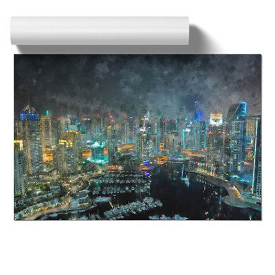 Dubai Skyline Painting - Frameless Print
