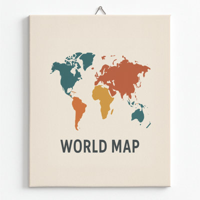 World Map Canvas Wall Art Decor by DC- Framed Wall Art Prints | Canvas Pictures for Living, Bedroom, Office- Maps Wall Canvas Aesthetic Home Decor Photo Poster- Made in USA | 24x36