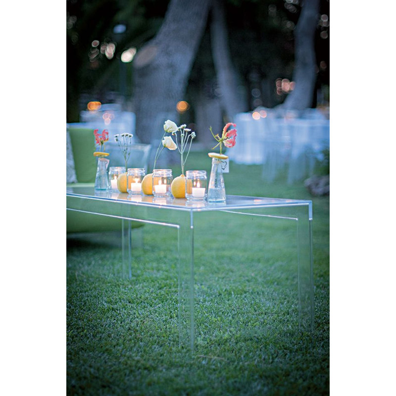 Invisible Coffee Table, 12.4" H x 47.24" L x 15.75" W, Transparent Crystal