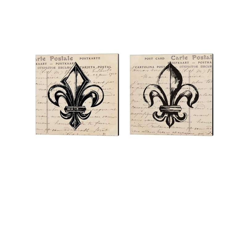 Fleur de lis par Sabine Berg, art sur toile (ensemble de 2)