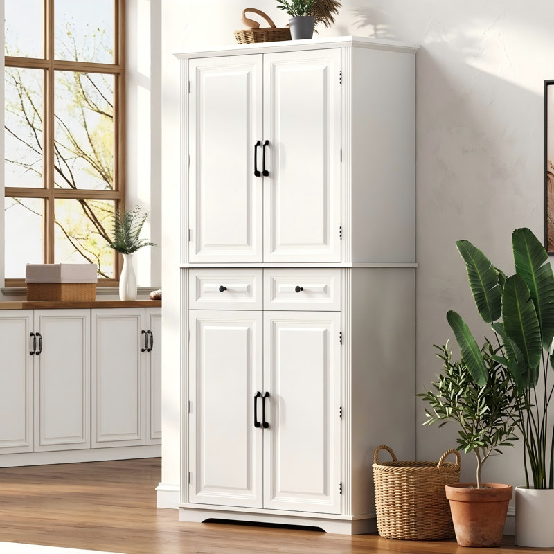 Armoire de salle à manger autoportante 71 po, Blanc