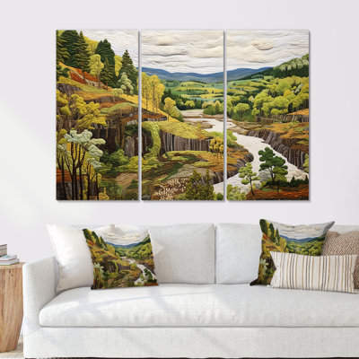 Green Wondering Pastoral Harmony - River Print Wall Art Print Set