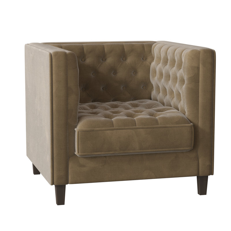 Fauteuil capitonné large de 36 po Jess, Cassonade Bella, Argent