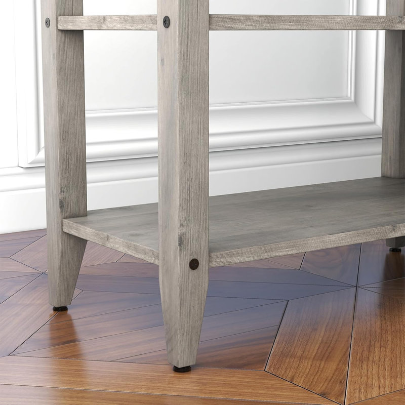 Grey Farmhouse End Table, 3 Tier Rustic Side Table