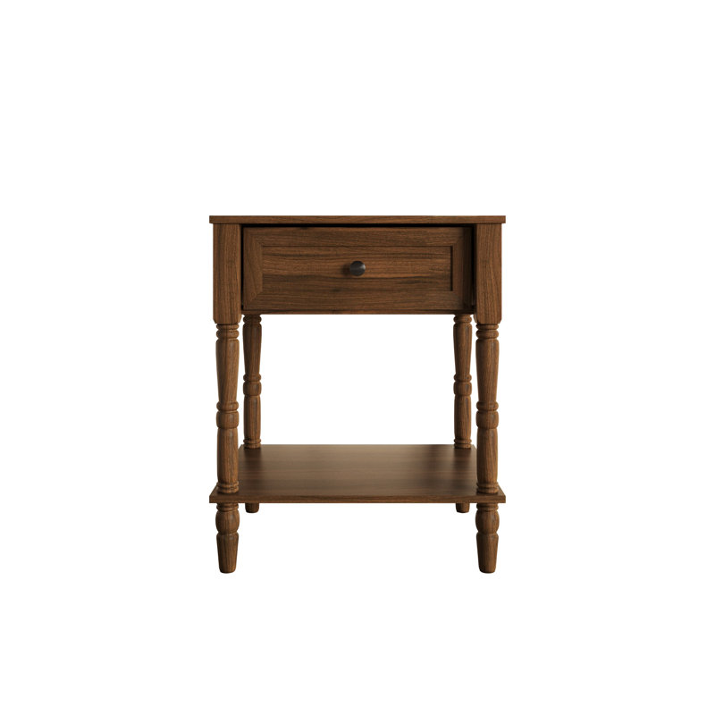 Table de chevet 1 tiroir Rumford, Brun
