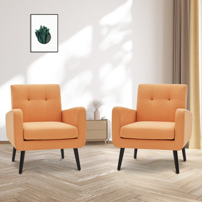 Upholstered Linen Blend Accent Chair