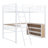 Metal Loft Bed with L-Shaped Desk and 3-Tier Shelves, Space-Saving Loft Bed for Teens & Students-1815190012-1815190010