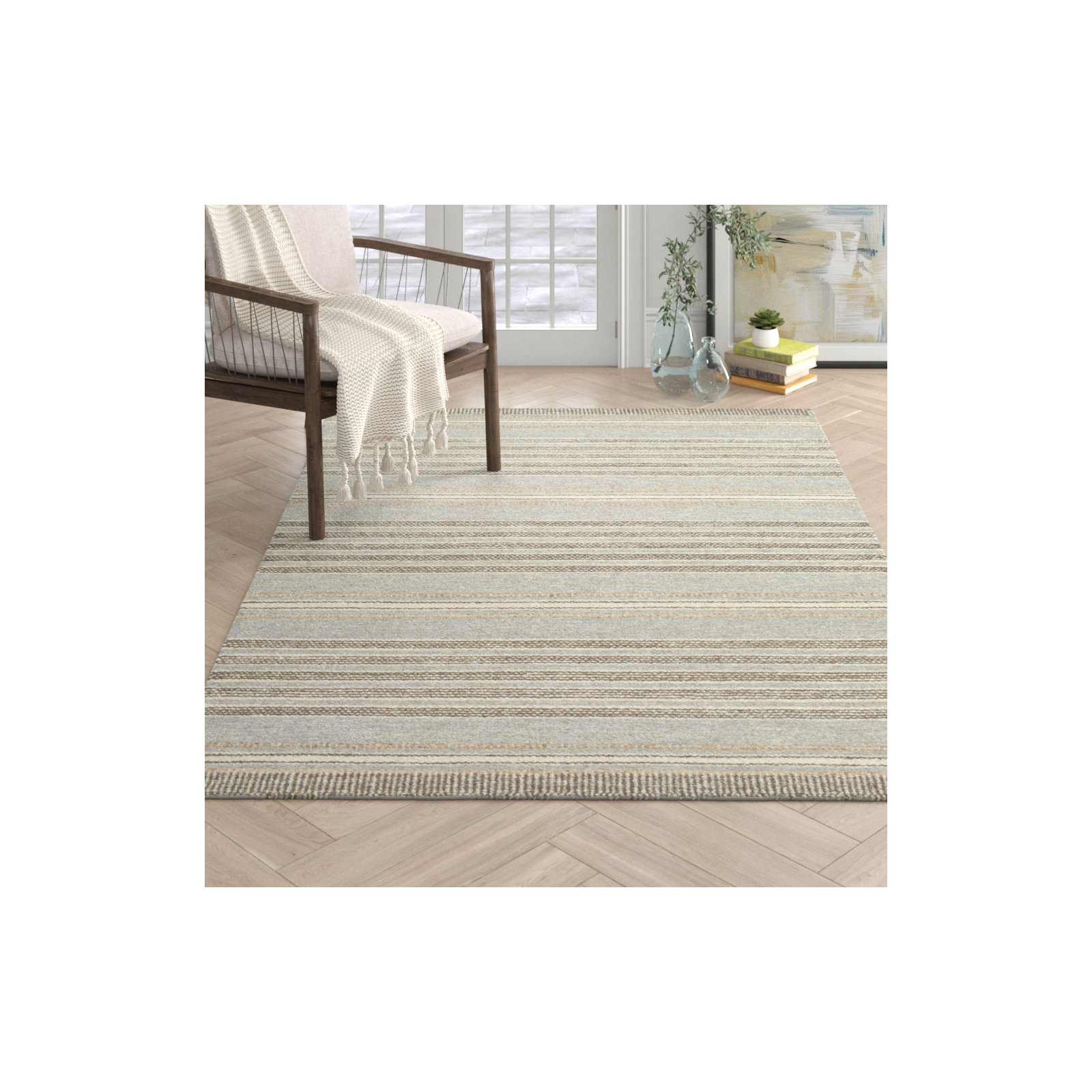 Portia Handmade Rug, Rectangle 5' x 7'6"