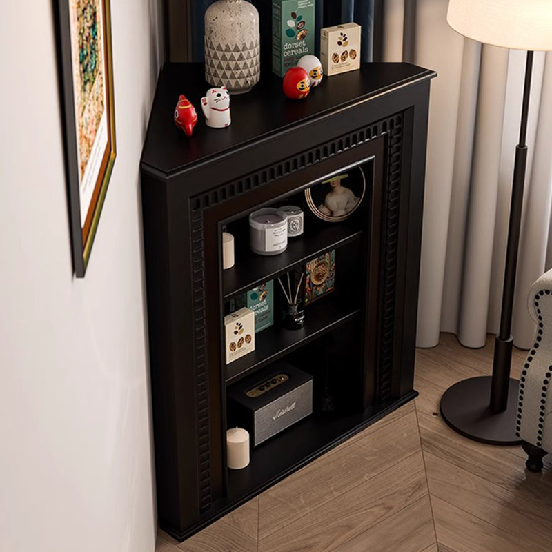 Black Solid Wood Freestanding Fireplace, Black