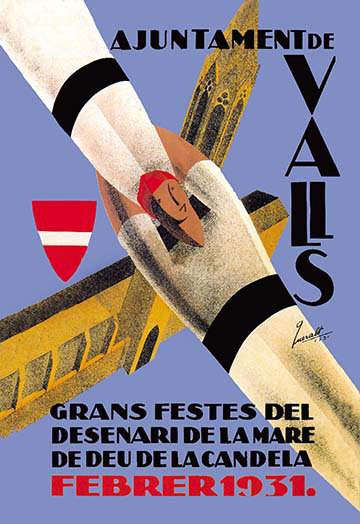 Publicité rétro « ajuntament de valls », H 42 po x l 28 po x P 1,5 po