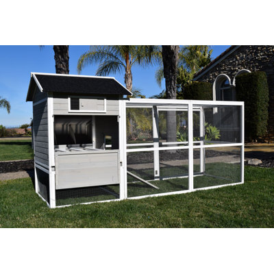 Rugged Ranch Fontana Chicken Coop with Chicken Run Gray/White