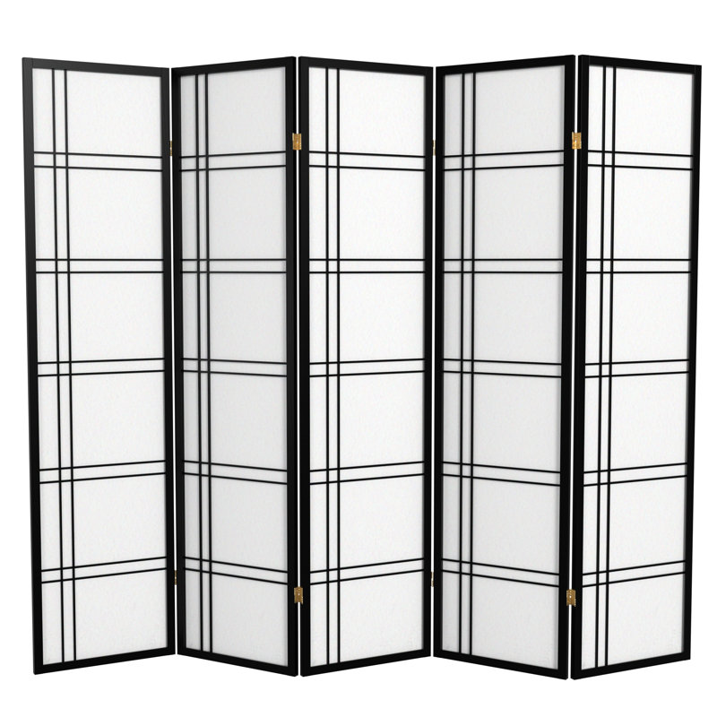 70.5" Tall Double Cross Shoji Panel Room Divider, 6, 6 ft, Black