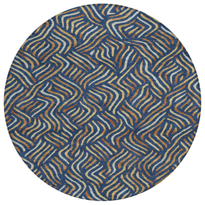 Machine Washable Indoor/Outdoor Chantille ACN2474 Abstract Rug