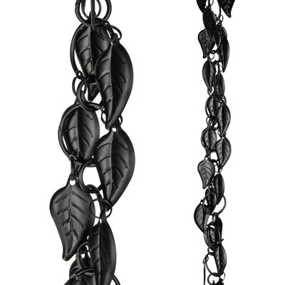 102 Inch (8.5 FT) Black Aluminum Cascading Leaves Rain Chain, Heavy Duty Gutter Downspout Replacement