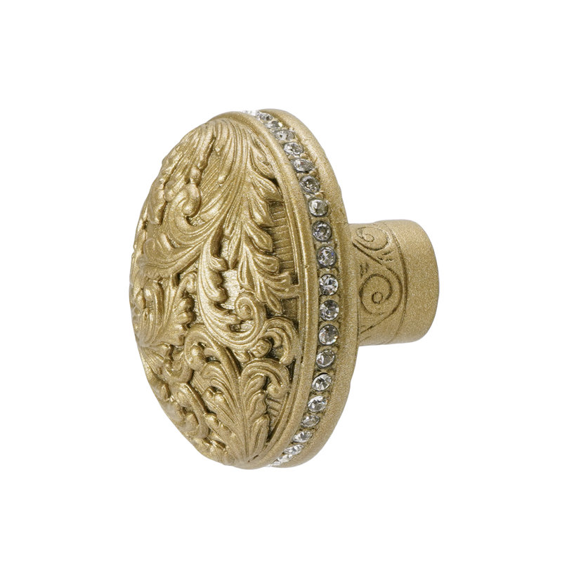 GLENDALE COURT KNOB; LT. COLORADO TOPAZ CRYSTAL MUSEUM GOLD FINISH, Soft Gold