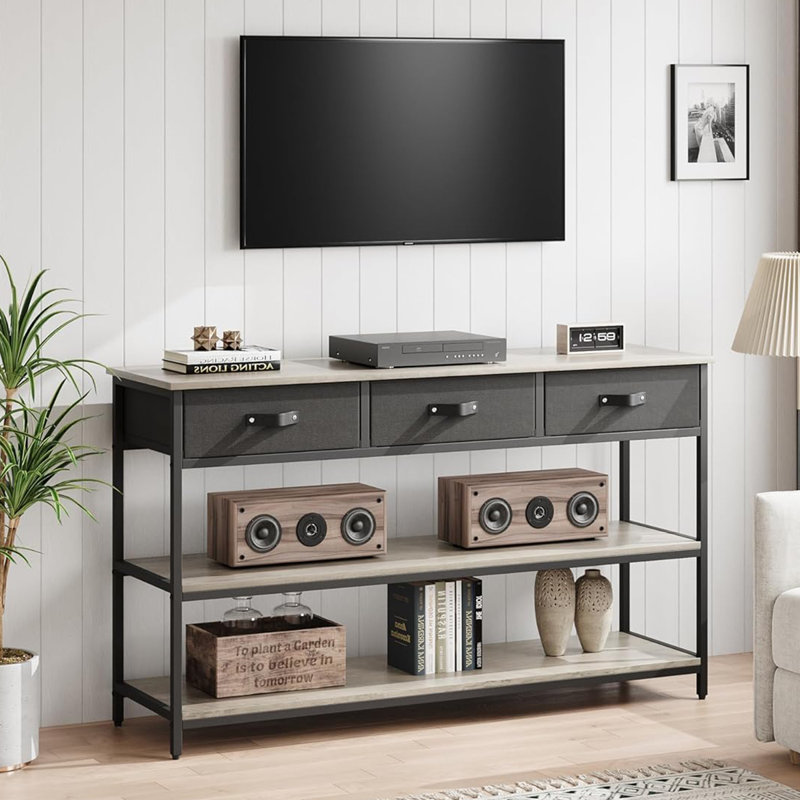 Console avec 3 tiroirs et 3 niveaux, Gris